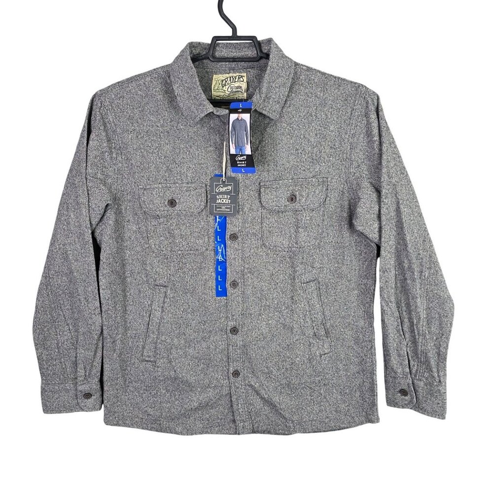 Mens Grayers Gray Shirt Jacket Button Up Cold Weather Rated Cotton Blend Size L